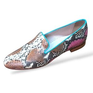 PERTINI Genuine All Around Leather Snakeskin Embossed Loafers MADE IN SPAIN 8.5